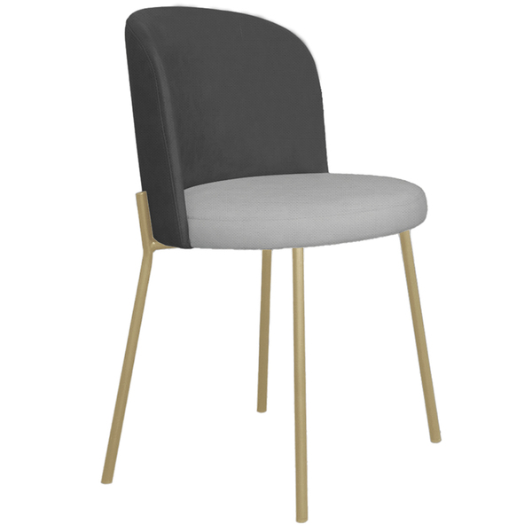 Cadeira Decorativa Elegance Base Champanhe Linho Cinza Escuro