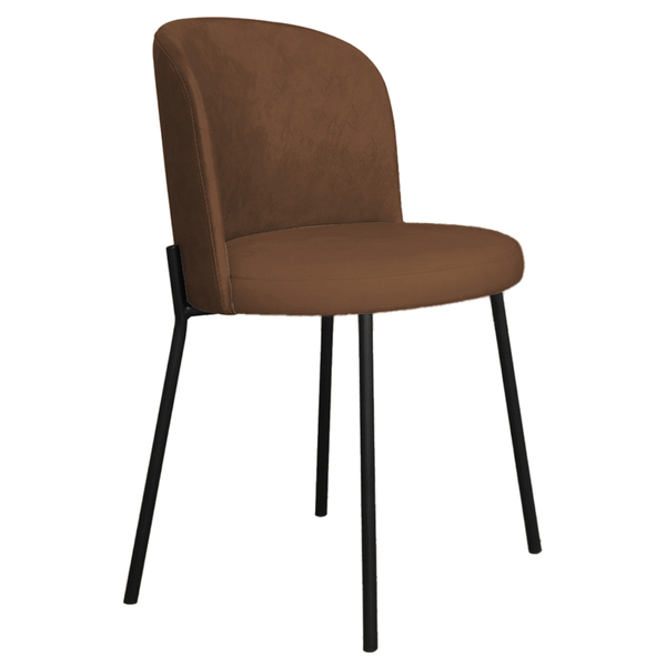 Cadeira Decorativa Elegance Base Preto Courino Marrom - Monta