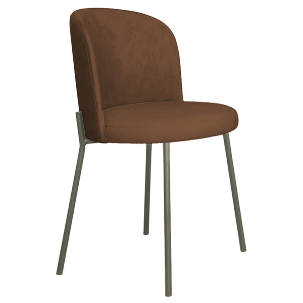 Cadeira Decorativa Elegance Base Titanium Courino Marrom - Mo