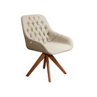 Cadeira Decorativa Para Sala De Estar Giratória Linda Bege