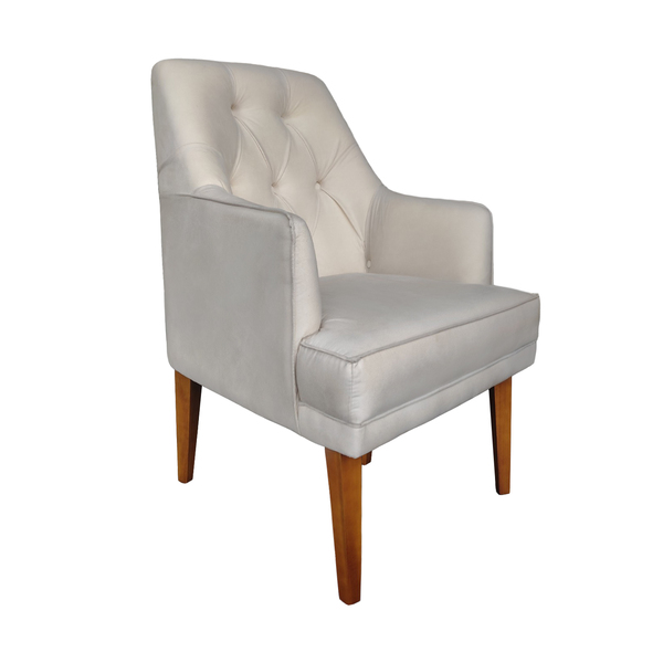Cadeira Decorativa Paris Retro Suede Bege - Dominic Decor