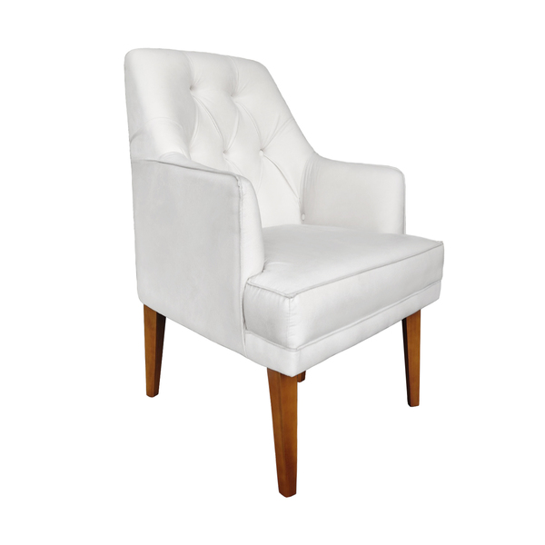 Cadeira Decorativa Paris Retro Suede Branco - Dominic Decor