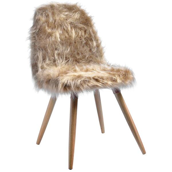 Cadeira Decorativa Rolg Pelo Sintetico Pes Madeira Sone
