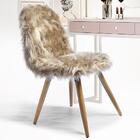 Cadeira Decorativa Rolg Pelo Sintetico Pes Madeira Sone