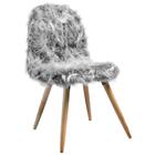 Cadeira Decorativa Rolg Pelo Sintetico Pes Madeira Sone