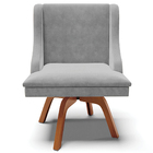 Cadeira Decorativa Sala De Jantar Base Giratória De Madeira F