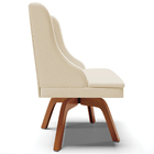 Cadeira Decorativa Sala De Jantar Base Giratória De Madeira F