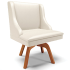 Cadeira Decorativa Sala De Jantar Base Giratória De Madeira F