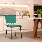 Cadeira Decorativa Sala De Jantar Fennel Linho Azul Turquesa