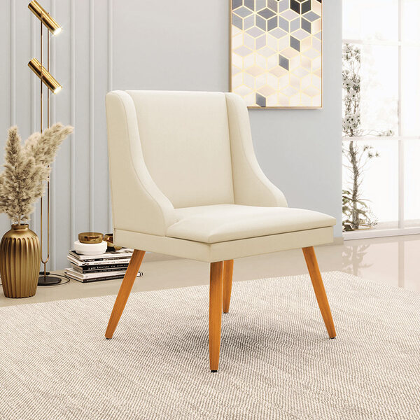 Cadeira Decorativa Sala De Jantar Pés Palito De Madeira Firen