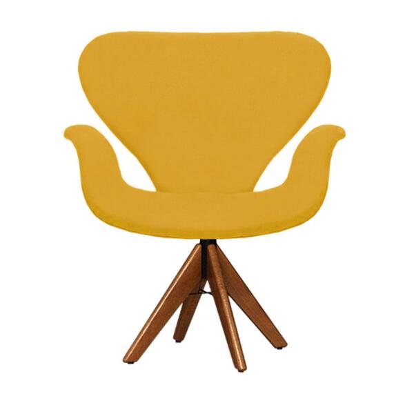 Cadeira Decorativa Tulipa Amarela Giratória Madeira