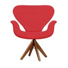 Cadeira Decorativa Tulipa Vermelha Giratória Madeira