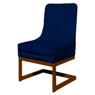 Cadeira Decorativa Valentina Base Bronze Veludo Azul Marinho