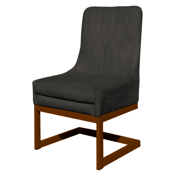 Cadeira Decorativa Valentina Base Bronze Veludo Cinza - Monta
