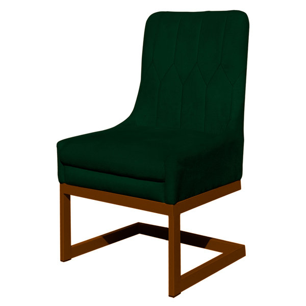 Cadeira Decorativa Valentina Base Bronze Veludo Verde - Monta