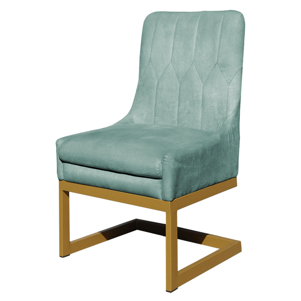 Cadeira Decorativa Valentina Base Dourada Veludo Acqua - Mont