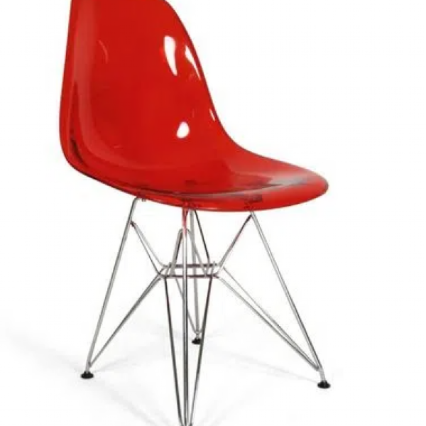 Cadeira Decorativa Vermelho Translucido Mk-972 - Makkon