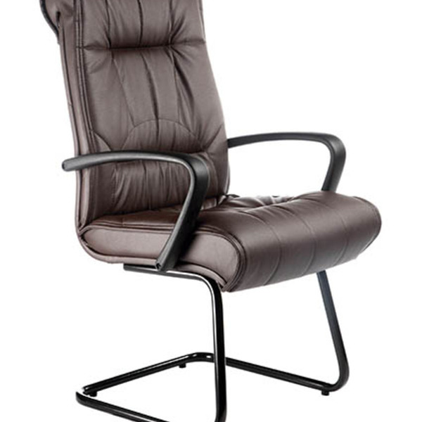 Cadeira Diretor  Base Fixa Em S Linha Italia Marrom Marrom