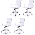 Cadeira Diretor Charles Eames Esteirinha Couro Pu 11d Branco