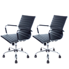 Cadeira Diretor Charles Eames Esteirinha Couro Pu 11d Preto