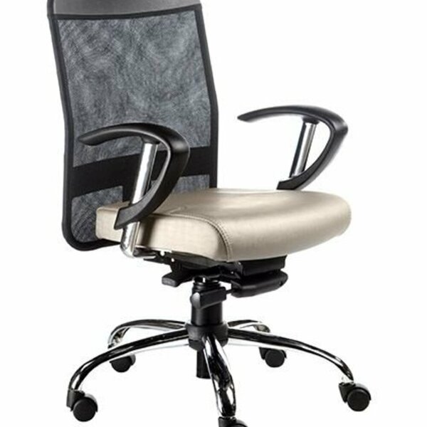 Cadeira Diretor Com Braços Linha Tela Mesh Bege Preto