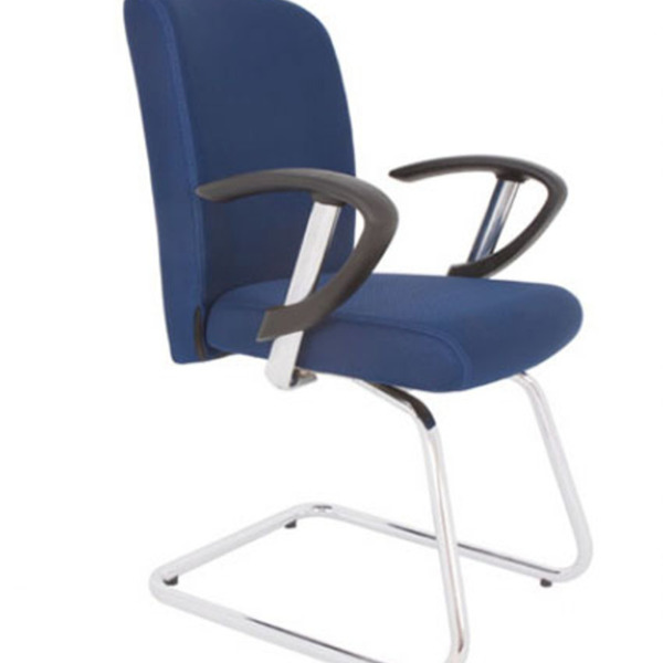 Cadeira Diretor Luxuosa Com Base Em S Cromado Linha Alpha Azul