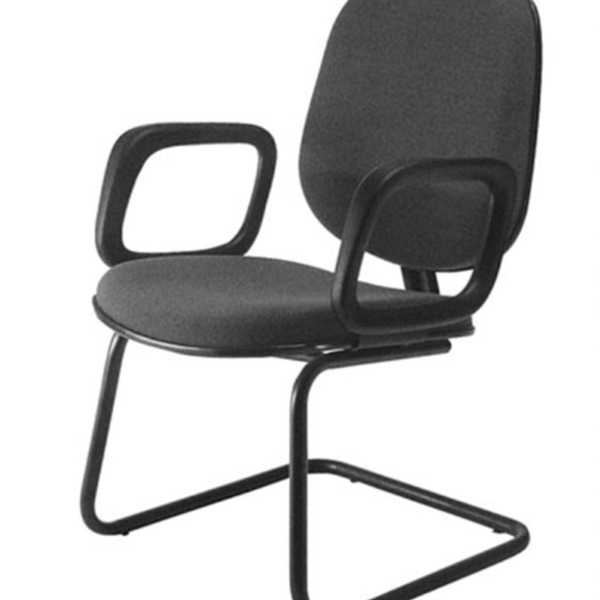 Cadeira Diretor Sem Braços Base Fixa Trapézio Linha Uno Preto