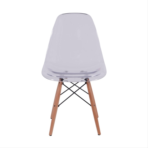 Cadeira Dkr Assento Incolor Base De Madeira - Or Design