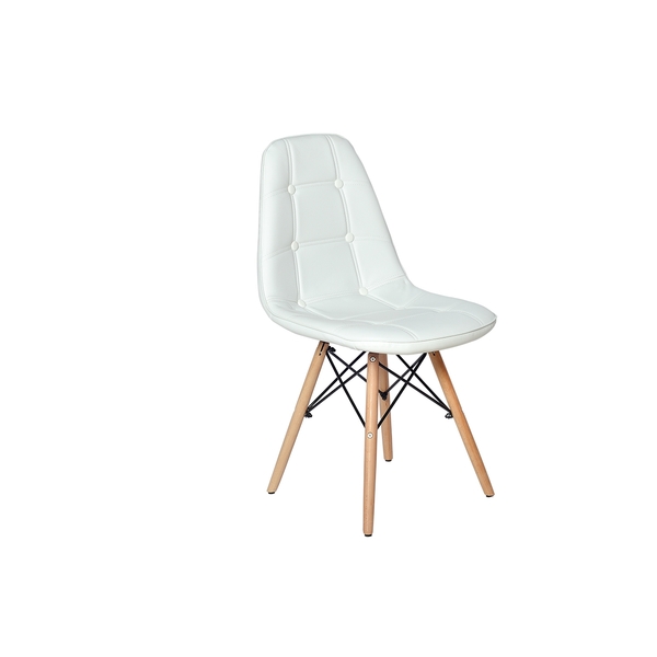 Cadeira Dkr Charles Eames Wood Estofada Botonê - Branca