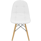 Cadeira Dkr Charles Eames Wood Estofada Botonê Branca