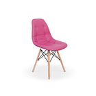 Cadeira Dkr Charles Eames Wood Estofada Botonê Rosa