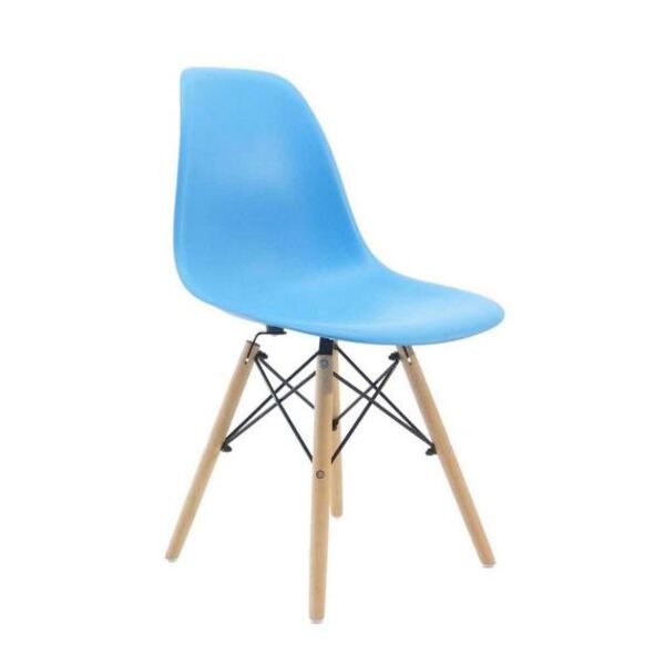 Cadeira Dkr Eames De Polipropileno Base Madeira Azul Céu