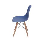 Cadeira Dkr Em Polipropileno Azul Marinho Base De Madeira - O