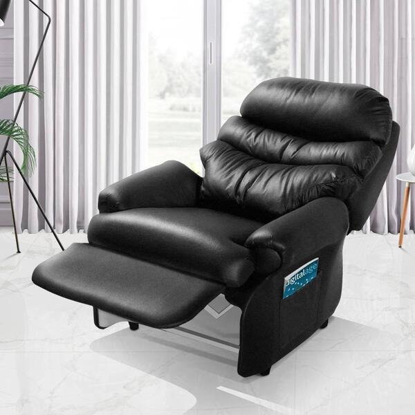 Cadeira Do Papai Reclinável Corino Preto Barão Império Estofa