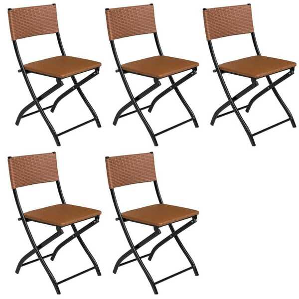 Cadeira Dobravel Bar, Lanchonete Caramelo - Kit 5 Pc