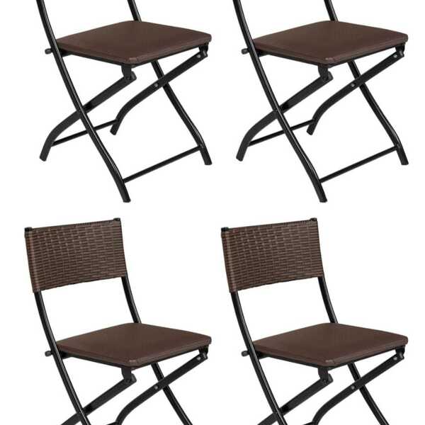 Cadeira Dobravel Bar, Lanchonete Castanho - Kit 4 Pc