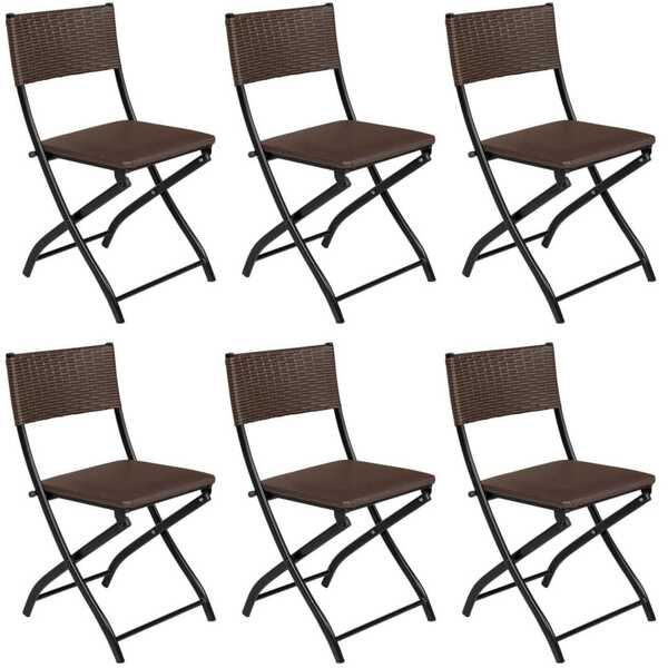 Cadeira Dobravel Bar, Lanchonete Castanho - Kit 6 Pc