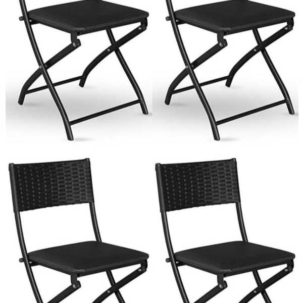 Cadeira Dobravel Bar, Lanchonete Preto - Kit 4 Pc