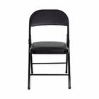 Cadeira Dobrável Bar Restaurante Almofadada Ferro Aço Preta