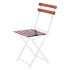 Cadeira Dobrável Ferro Branco E Madeira Maciça Envernizada