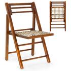 Cadeira Dobrável Rústica De Madeira E Corda Náutica - Castanho