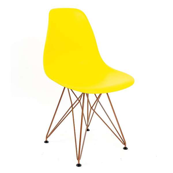Cadeira Eames Amarela - Base Eiffel Cobreâ