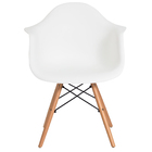 Cadeira Eames Base Madeira Com Braço Branco
