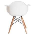 Cadeira Eames Base Madeira Com Braço Branco