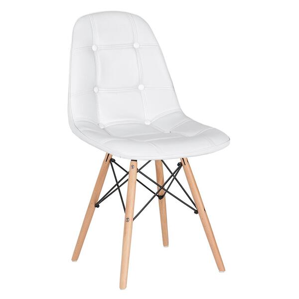 Cadeira Eames Botonê - Branco - Base De Madeira Clara