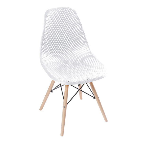 Cadeira Eames Colmeia Com Base Em Madeira – Branca