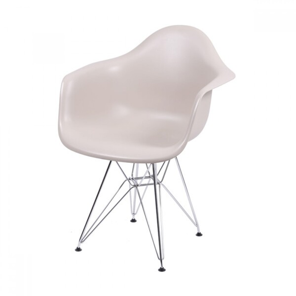 Cadeira Eames Com Braço Base De Cobre Cinza Claro 82x62x44cm