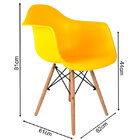 Cadeira Eames Com Braços Amarela - Base De Madeira Natural