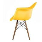 Cadeira Eames Com Braços Amarela - Base De Madeira Natural