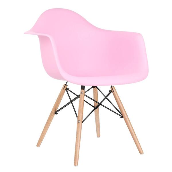 Cadeira Eames DAW - Rosa - Base De Madeira Clara